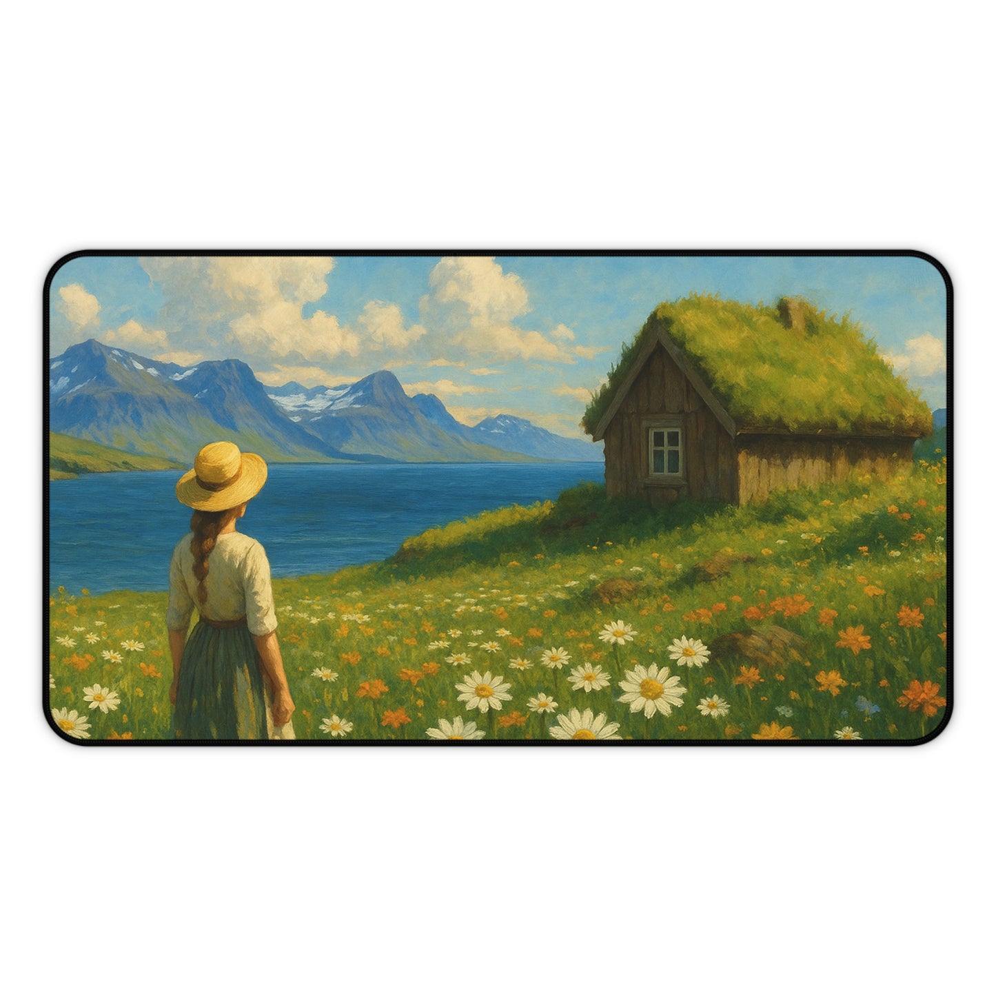 Rustic Landscape Desk Mat, Floral Office Decor, Nature-Inspired Home Office Accessories, Perfect Gift for Nature Lovers, Desk Decor