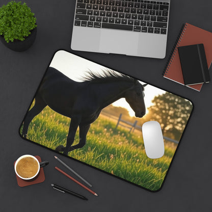 Elegant Horse Desk Mat, Black Horse Mouse Pad, Office Decor, Equestrian Gifts, Rustic Home Office Accessories