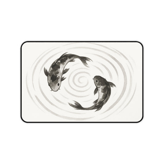 Serene Koi Fish Desk Mat - Tranquil Office Decor, Nature Lover Gift, Home Office Accessory, Watercolor Art, Feng Shui Gift
