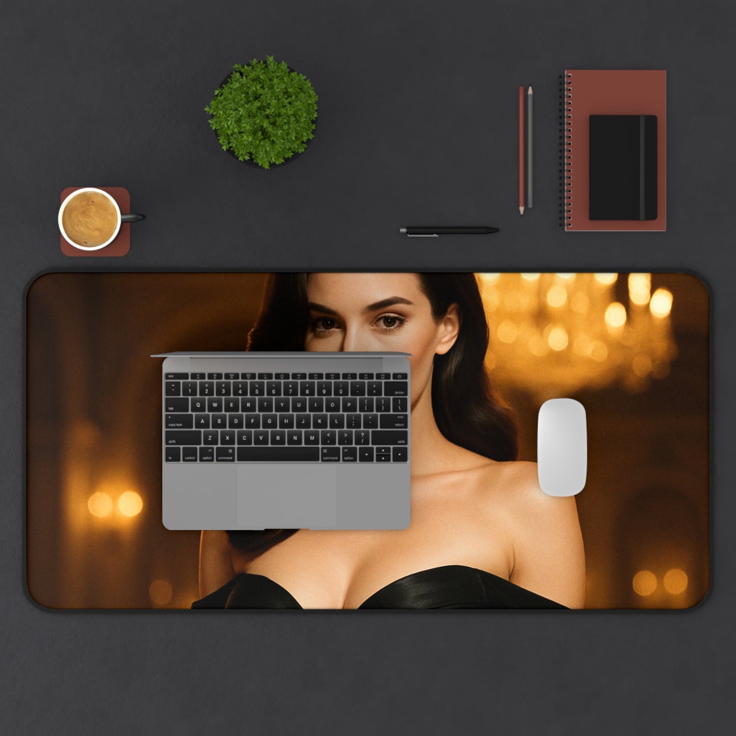 🖤 Sorceress in Scarlet – Fantasy Desk Mat | Gothic Glam Collection