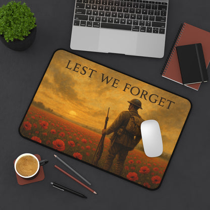Lest We Forget Desk Mat - Memorial Day Tribute, Office Decor, Gamer Mouse Pad, Veteran's Day Gift, Thoughtful Home Accessory