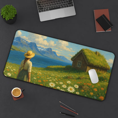 Rustic Landscape Desk Mat, Floral Office Decor, Nature-Inspired Home Office Accessories, Perfect Gift for Nature Lovers, Desk Decor