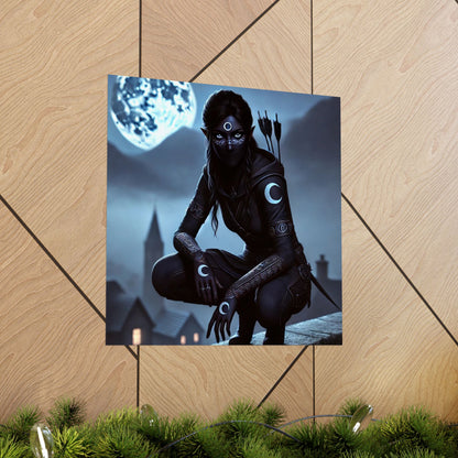 Vertical Poster - Mystical Moonlit Fantasy Dark Elf Design
