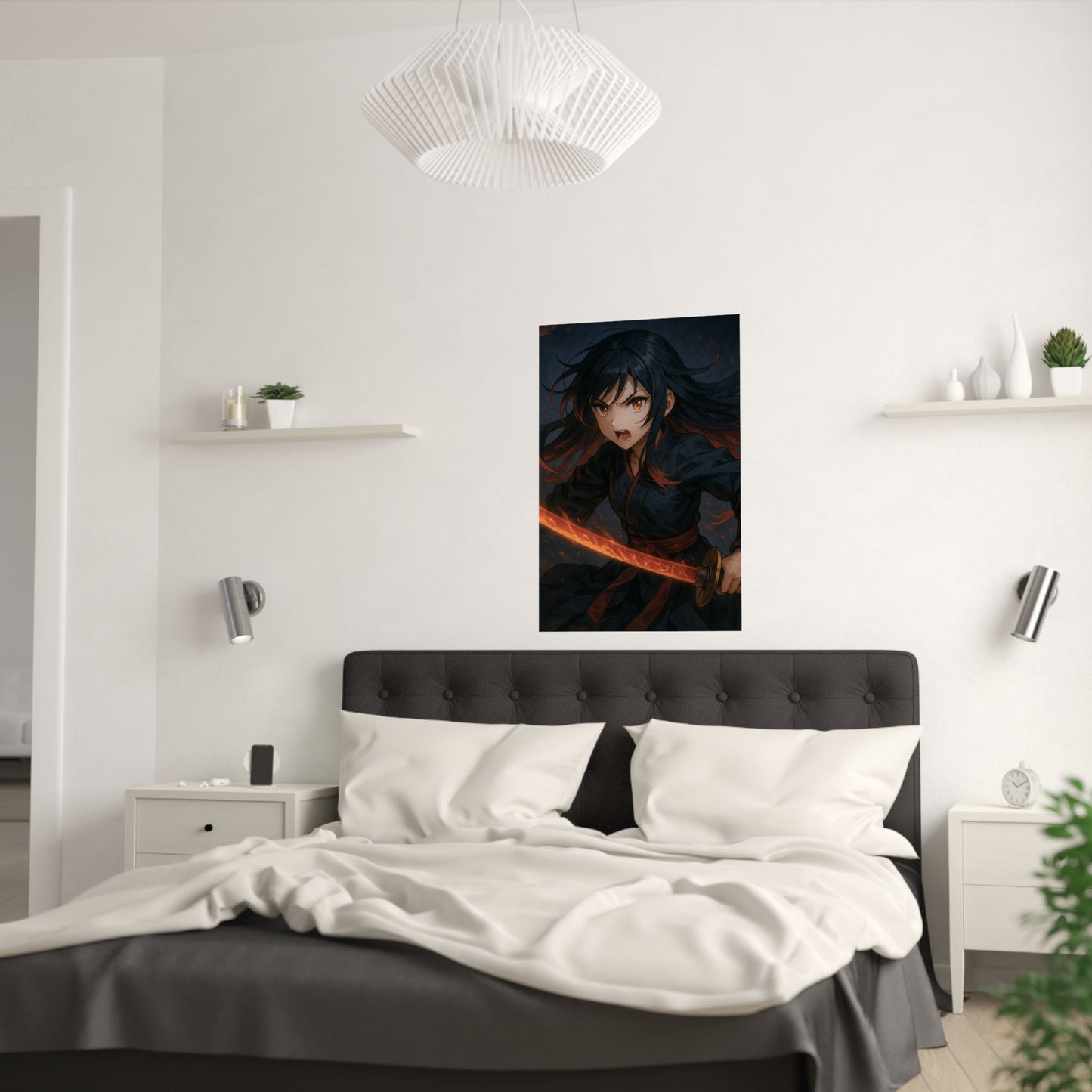 Dynamic Anime Art Satin Poster, Bold Artwork, Manga Decor Wall Art, Unique Gift for Fans, Room Aesthetic