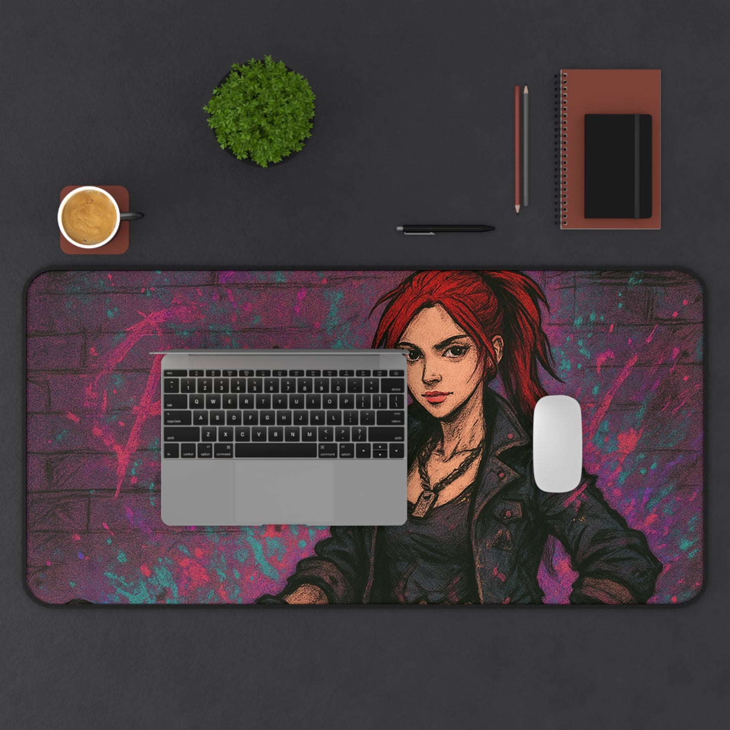 Desk Mat - Edgy Graffiti Art - Stylish Office Accessories for Gamers and Creatives