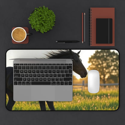 Elegant Horse Desk Mat, Black Horse Mouse Pad, Office Decor, Equestrian Gifts, Rustic Home Office Accessories