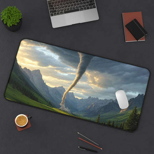 Tornado Desk Mat - Game Room Decor, Office Accessories, Home Office Gift, Unique Mouse Pad, Nature Themed