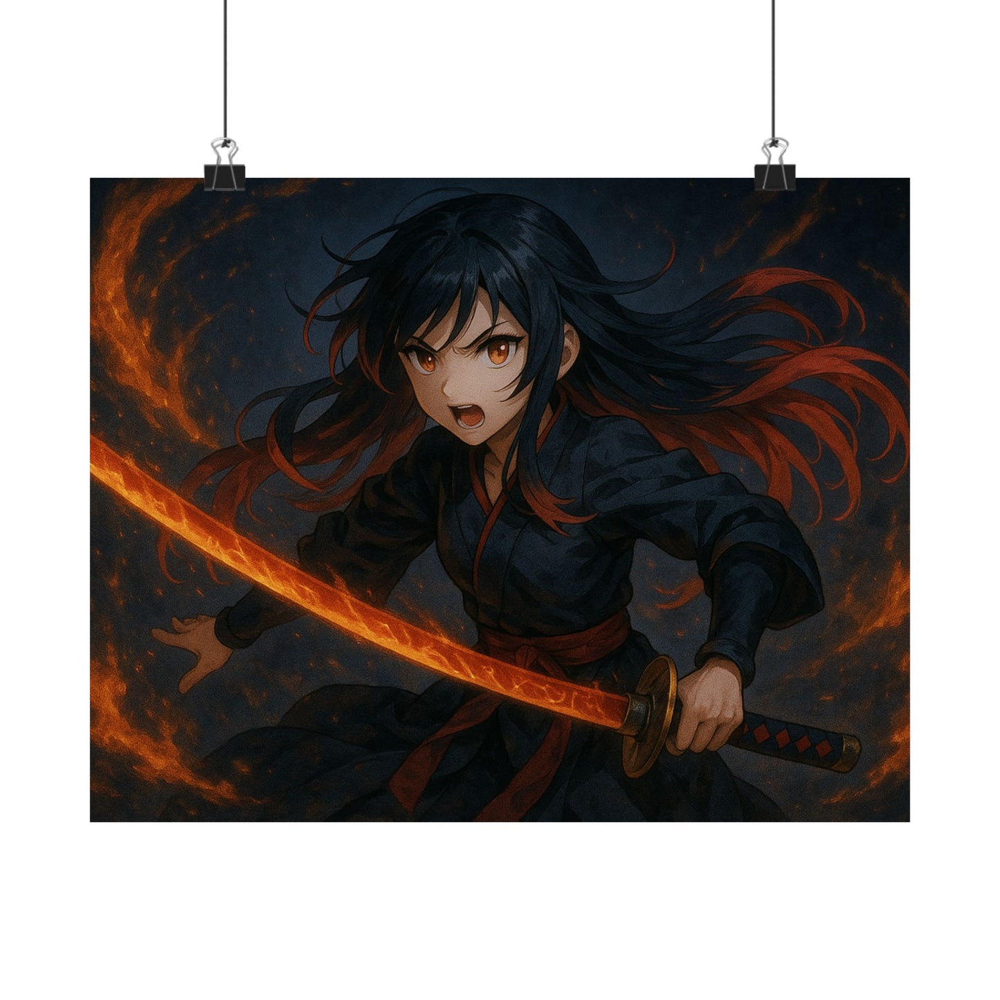 Dynamic Anime Art Satin Poster, Bold Artwork, Manga Decor Wall Art, Unique Gift for Fans, Room Aesthetic