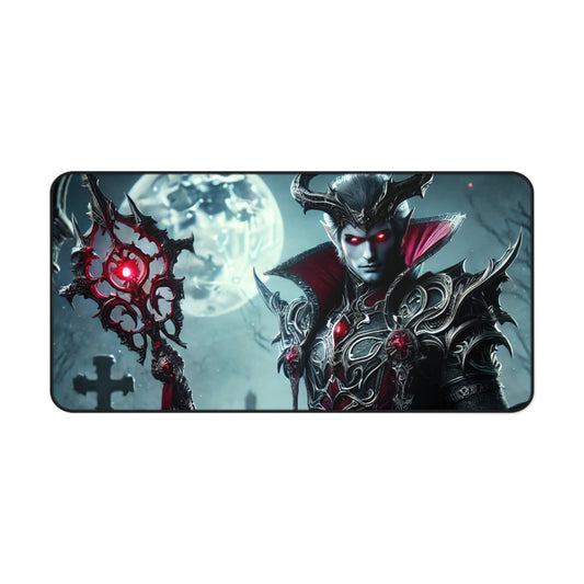 Gothic Fantasy Gaming Desk Mat – Vampire Warrior with Spear