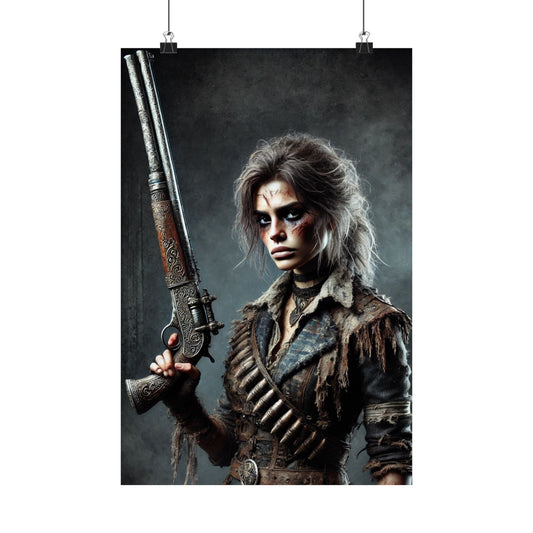 Vertical Poster - Fierce Gun-Wielding Warrior Art