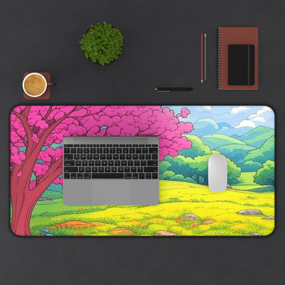 Desk Mat - Blossoming Serenity - Vibrant Nature Design for Home Office