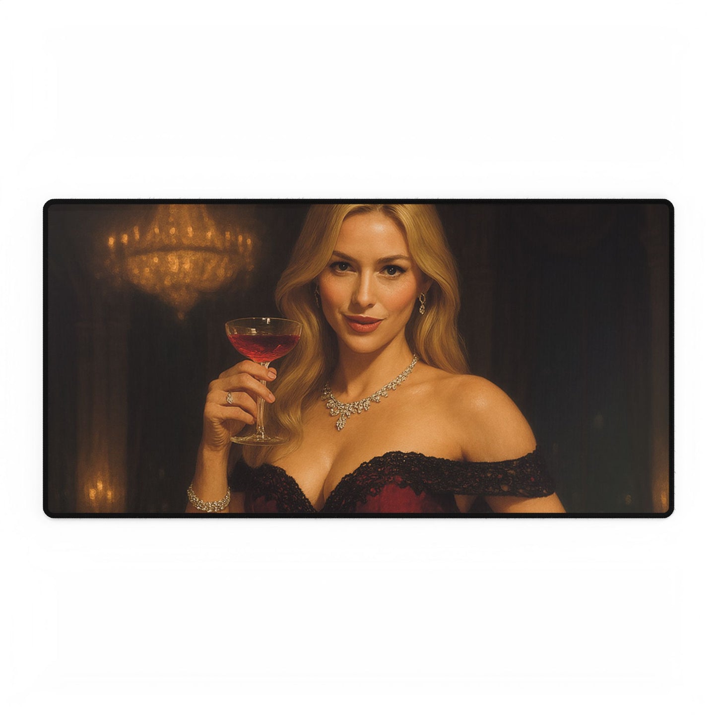 Elegant Blonde Goddess Desk Mat – Luxury Office & Gaming Surface | Arctic Threadwork
