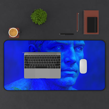 Blue Sculpture Desk Mat - Artistic Mouse Pad, Office Decor, Home Workspace, Gifts for Artists, Unique Desk Accessories