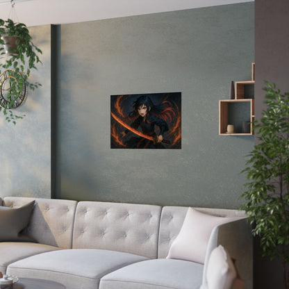Dynamic Anime Art Satin Poster, Bold Artwork, Manga Decor Wall Art, Unique Gift for Fans, Room Aesthetic
