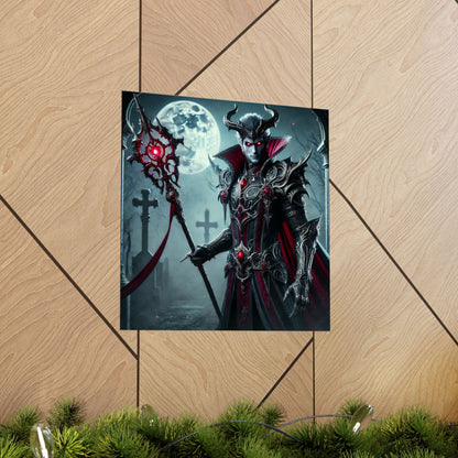 Gothic Fantasy Vertical Poster – Dark Vampire Warrior with Spear