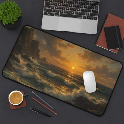 Coastal Sunset Desk Mat, Ocean Theme Mouse Pad, Office Decor, Gift for Beach Lovers, Home Office Accessory, Nautical Decor