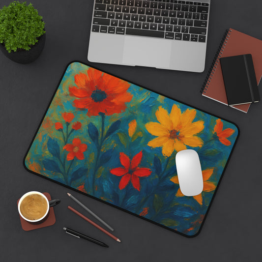 Floral Desk Mat - Vibrant Office Decor for Students & Professionals, Bright Workstation Gift, Home Office Essentials