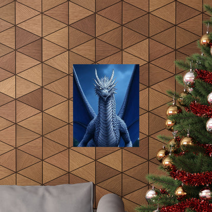 Dragon Wall Art, Matte Vertical Posters, Fantasy Home Decor, Unique Blue Dragon Art Print, Gift for Fantasy Lovers, Poster Prints, Wall