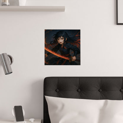 Dynamic Anime Art Satin Poster, Bold Artwork, Manga Decor Wall Art, Unique Gift for Fans, Room Aesthetic