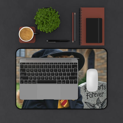 Magical Cat Desk Mat, Hogwarts Forever Mouse Pad, Office Decor for Cat Lovers, Unique Gift for Students, Gamer Accessories, Fun Home Office