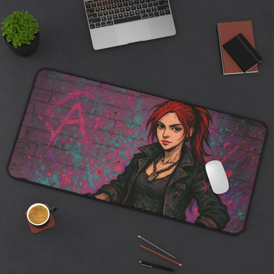 Desk Mat - Edgy Graffiti Art - Stylish Office Accessories for Gamers and Creatives
