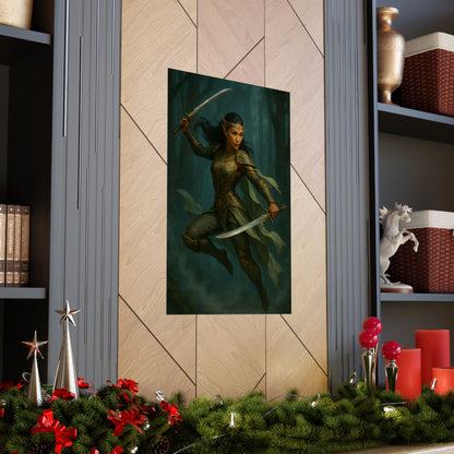 "Queen of the Mistblade" – Matte Vertical Fantasy Poster