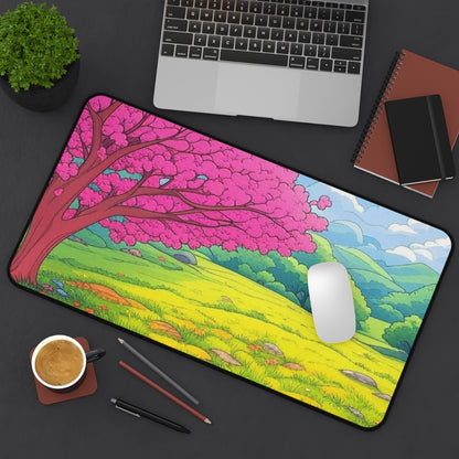 Desk Mat - Blossoming Serenity - Vibrant Nature Design for Home Office