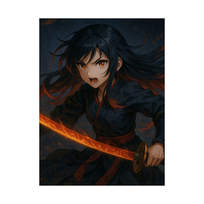 Dynamic Anime Art Satin Poster, Bold Artwork, Manga Decor Wall Art, Unique Gift for Fans, Room Aesthetic