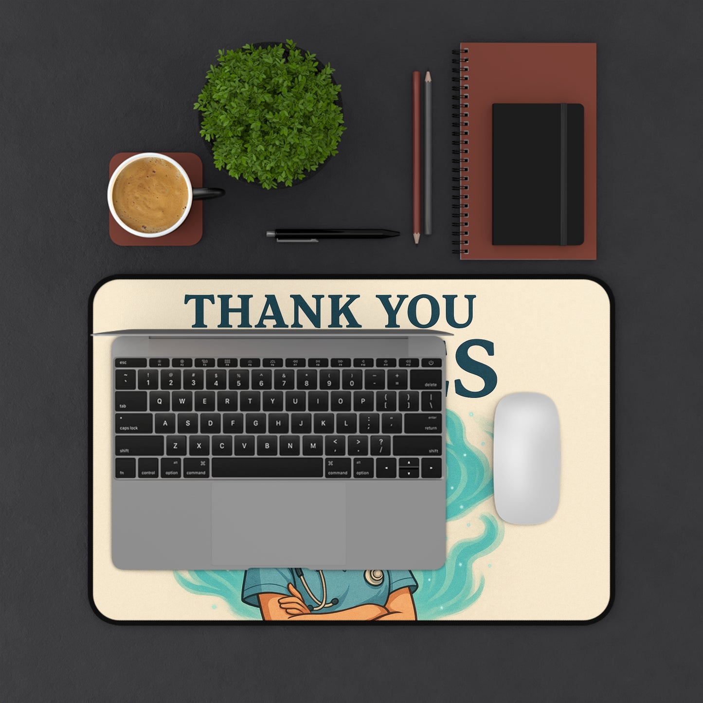 Thank You Nurses Desk Mat - Gift for Healthcare Workers, Nurse Appreciation, Office Decor, Motivational Gift, Nursing Student Essentials