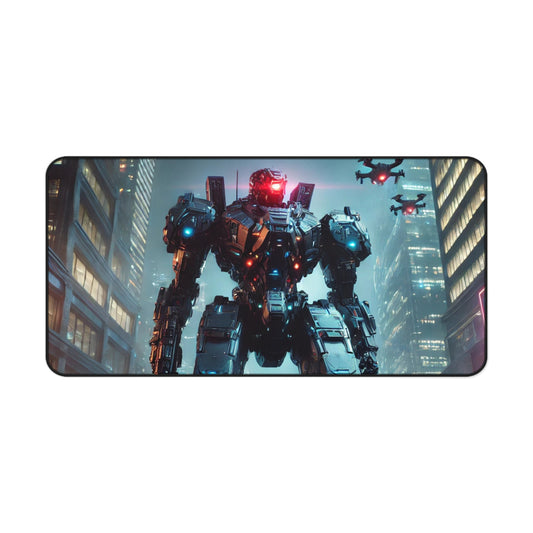 Futuristic Robot Desk Mat - Gaming Desktop Pad for Tech Enthusiasts