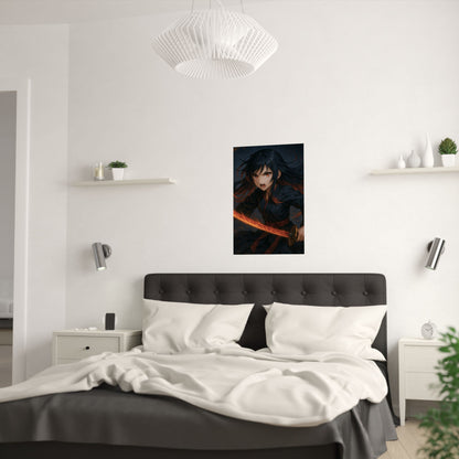Dynamic Anime Art Satin Poster, Bold Artwork, Manga Decor Wall Art, Unique Gift for Fans, Room Aesthetic