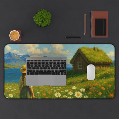 Rustic Landscape Desk Mat, Floral Office Decor, Nature-Inspired Home Office Accessories, Perfect Gift for Nature Lovers, Desk Decor