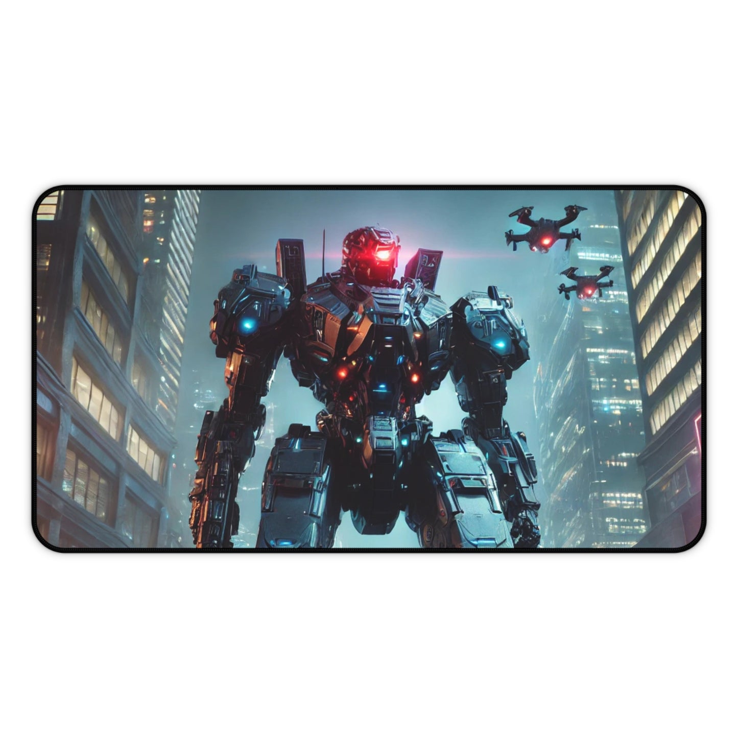Futuristic Robot Desk Mat - Gaming Desktop Pad for Tech Enthusiasts