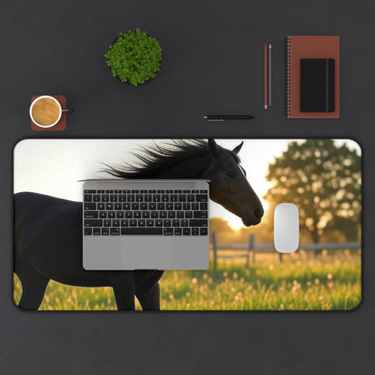 Elegant Horse Desk Mat, Black Horse Mouse Pad, Office Decor, Equestrian Gifts, Rustic Home Office Accessories