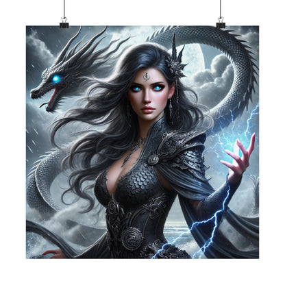 Mythical Fantasy Matte Vertical Poster - Enchanting Dragon Artwork