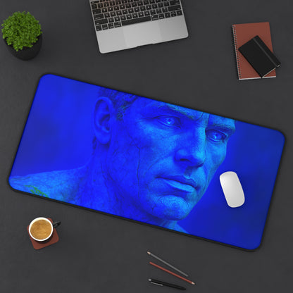 Blue Sculpture Desk Mat - Artistic Mouse Pad, Office Decor, Home Workspace, Gifts for Artists, Unique Desk Accessories