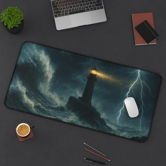 Stormy Lighthouse Desk Mat Perfect for Home Office Gamer