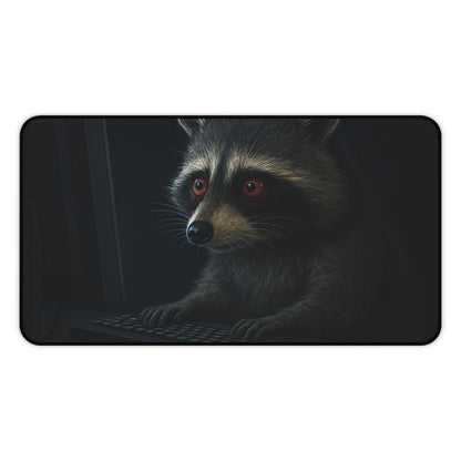 Late Night Raccoon Gaming Desk Mat – Neoprene Comfort & Style