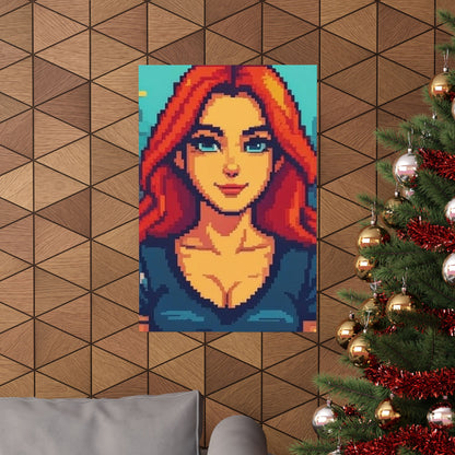 Retro 2D Warzone 16-Bit Pixel Art Matte Vertical Poster – Gaming Décor