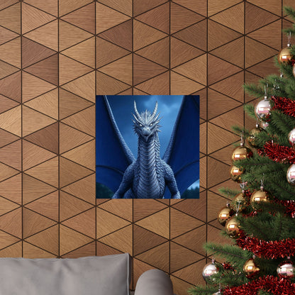 Dragon Wall Art, Matte Vertical Posters, Fantasy Home Decor, Unique Blue Dragon Art Print, Gift for Fantasy Lovers, Poster Prints, Wall