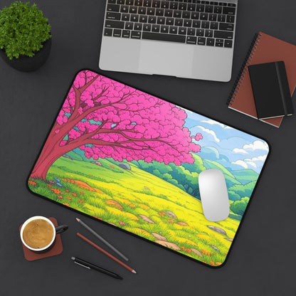 Desk Mat - Blossoming Serenity - Vibrant Nature Design for Home Office