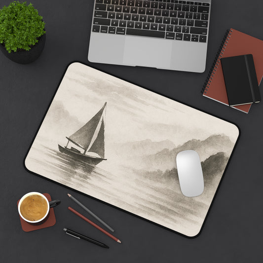 Serene Sailboat Desk Mat, Office Decor, Nautical Desk Accessory, Gift for Teachers, Home Workspace, Coastal Vibe