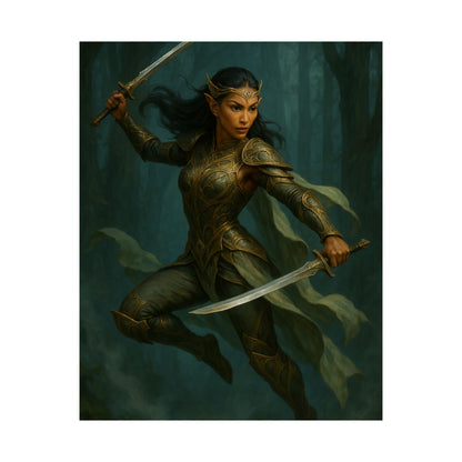 "Queen of the Mistblade" – Matte Vertical Fantasy Poster