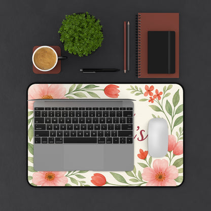 Floral Mothers Day Desk Mat, Elegant Workspace Decor, Gift for Mom, Home Office Accessory, Personalized Desk Decoration