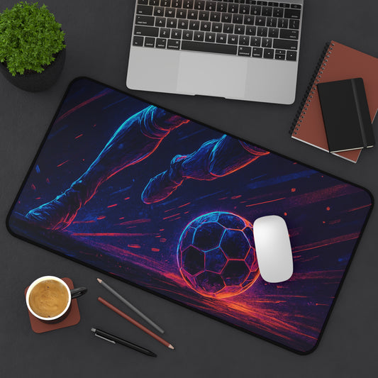 Futuristic Soccer Gamer Desk Mat – Where Esports Meets the Beautiful Game