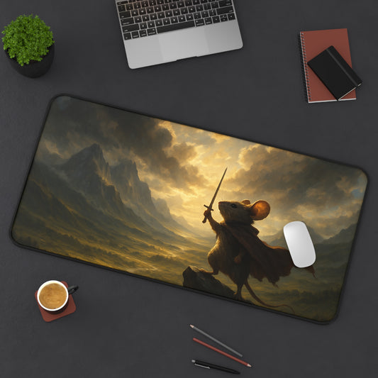 Fantasy Mouse Warrior Desk Mat - Inspirational Mouse Design for Gamers & Dreamers
