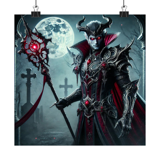 Gothic Fantasy Vertical Poster – Dark Vampire Warrior with Spear
