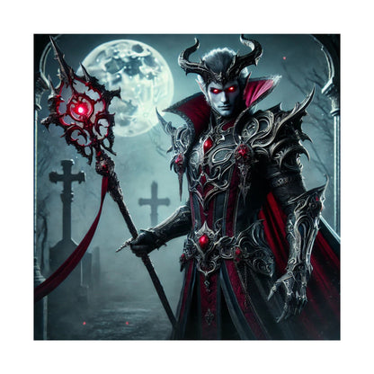 Gothic Fantasy Vertical Poster – Dark Vampire Warrior with Spear