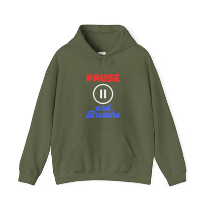 Unisex Heavy Blend™ Hooded Sweatshirt - 'Pause and Breathe' Motivational Hoodie for Relaxation