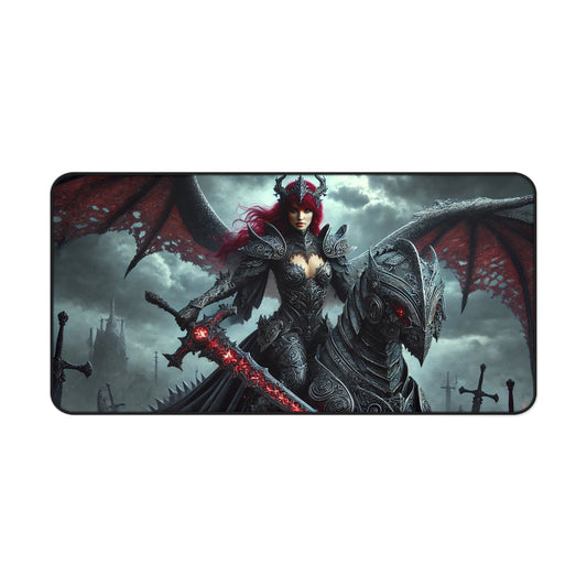 “Dark Empress of the Void” Premium Desk Mat – Epic Fantasy Dragon Knight Design